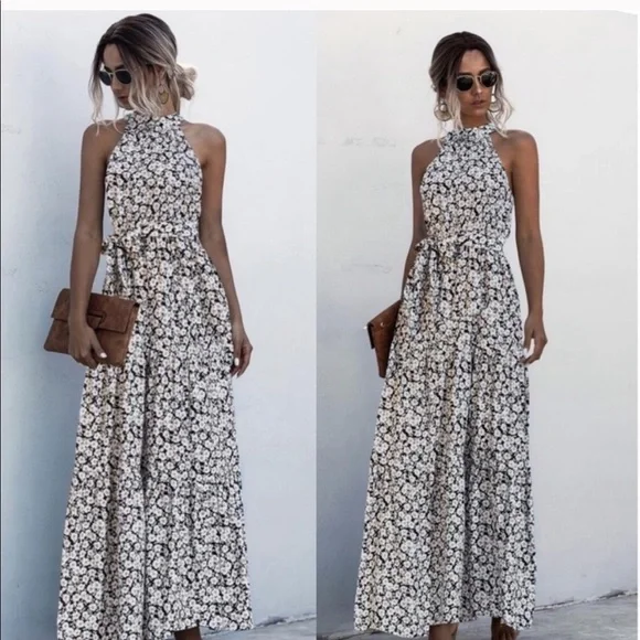 Boho floral halter maxi dress - Picture 5 of 10